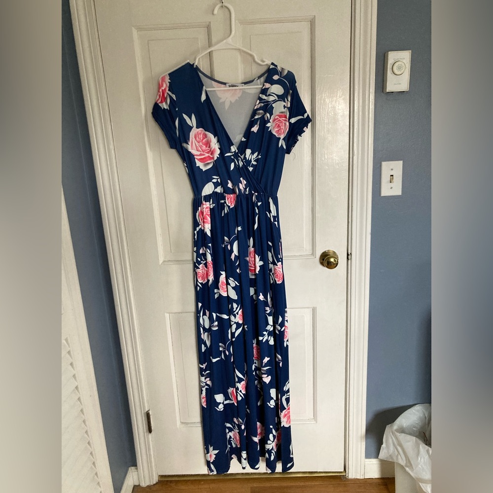 Blue floral maxi dress